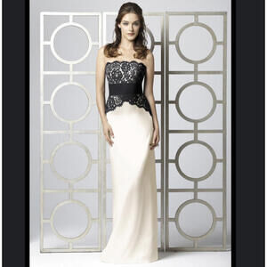 DESSY collection black and gold lace maxi dress